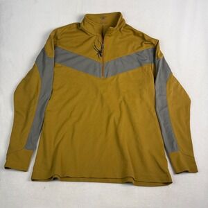 Spyder Mens XL 1/4 Zip Pullover Mustard Yellow Grey Performance Ski Top Pullover